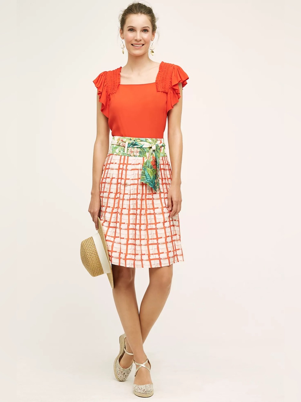 Anthropologie Maeve County Fair Skirt Red Motif Size 0
